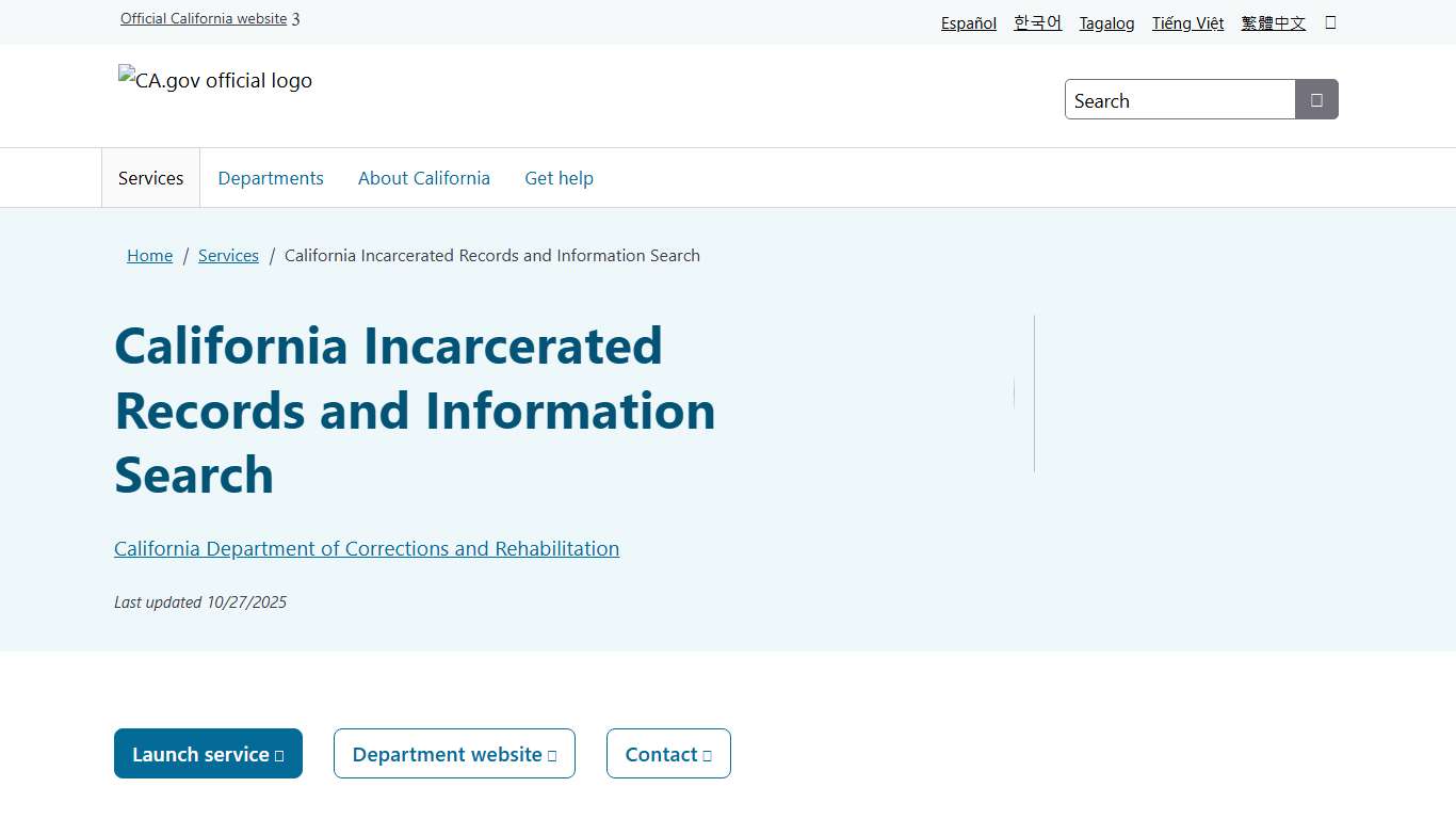California Incarcerated Records and Information Search CA.gov
